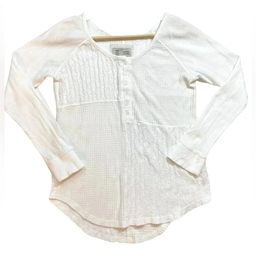 Anthropologie Saturday Sunday Patchwork Waffle Top